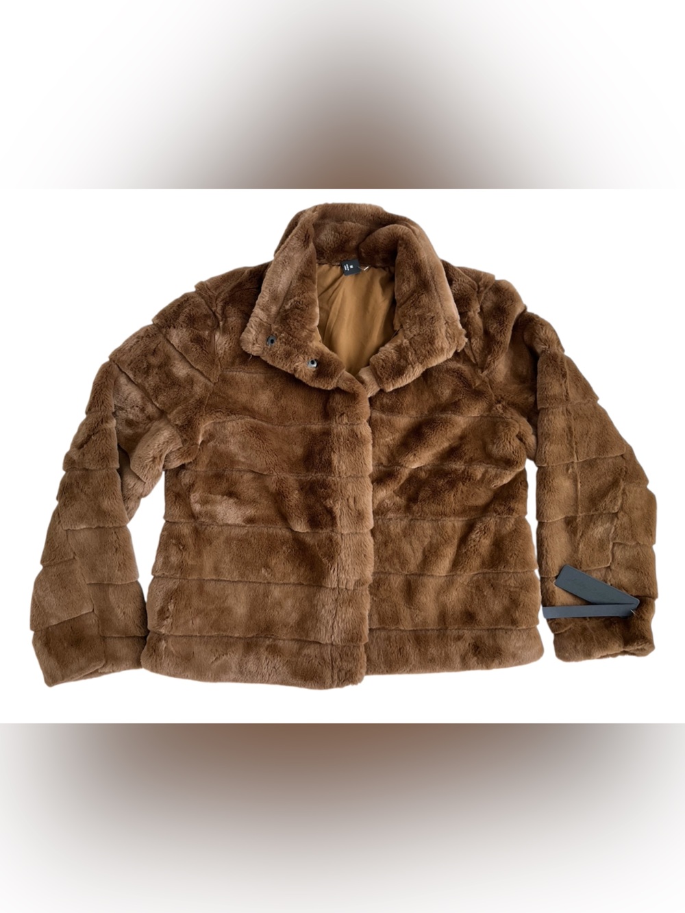 NWT Sebby Collection Plush Brown Teddy Jacket with Plush Collar